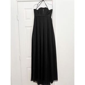 Rebecca Romero Black Silk Peephole Chest Pleated Grace Dress 4 NWT XS Gown Maxi